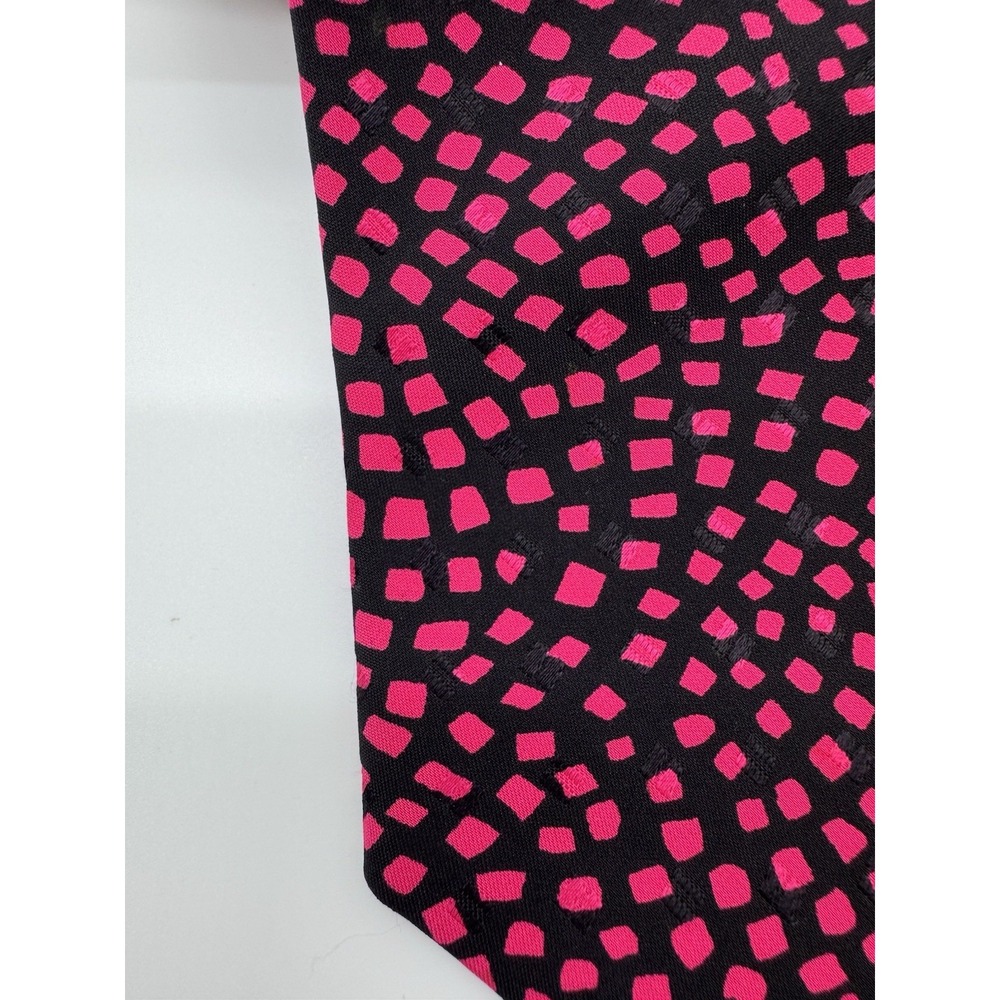 Handmade Lesja Cravate Tie Black Pink Geometric Dot Pattern Silk‎ Necktie Mens - Picture 2 of 7